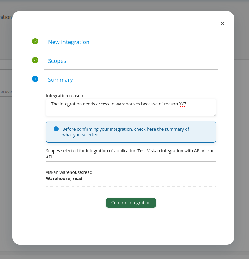 Confirm integration