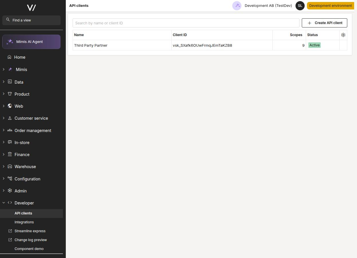 The API clients editor in Backoffice